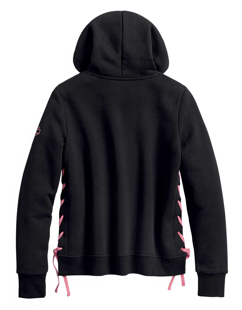 Harley-Davidson Free Shipping - Harley-Davidson Women's Pink Label Side-Laced Pullover Hoodie - Black 99066-20VW - Free Shipping on many products plus Orders Over $99