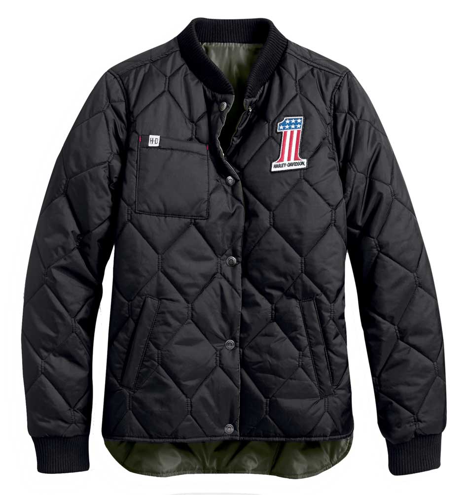 Harley-Davidson Women's Reversible Quilted Jacket, Black/Green 98404-20VW - Wisconsin Harley-Davidson
