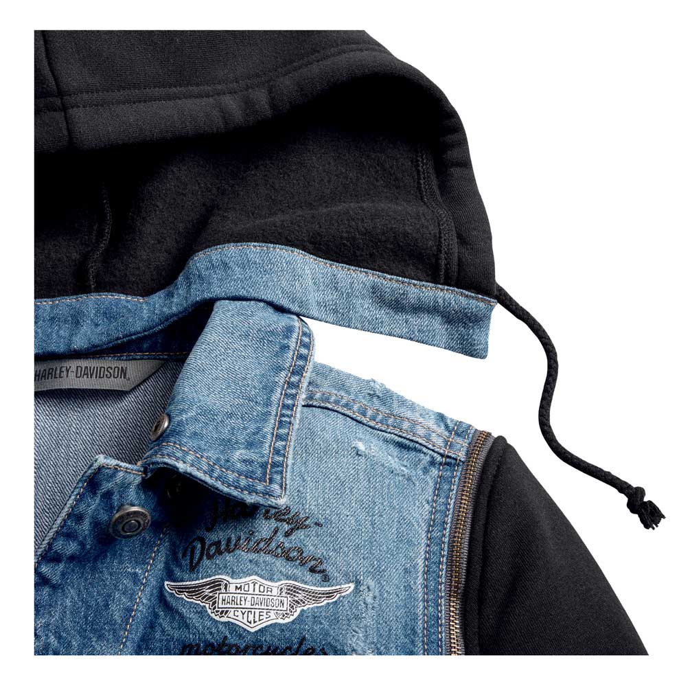 Harley-Davidson Women's Zip-Off Sleeve Denim Jacket - Indigo Wash 98402-20VW - No Hassle Returns at Wisconsin Harley
