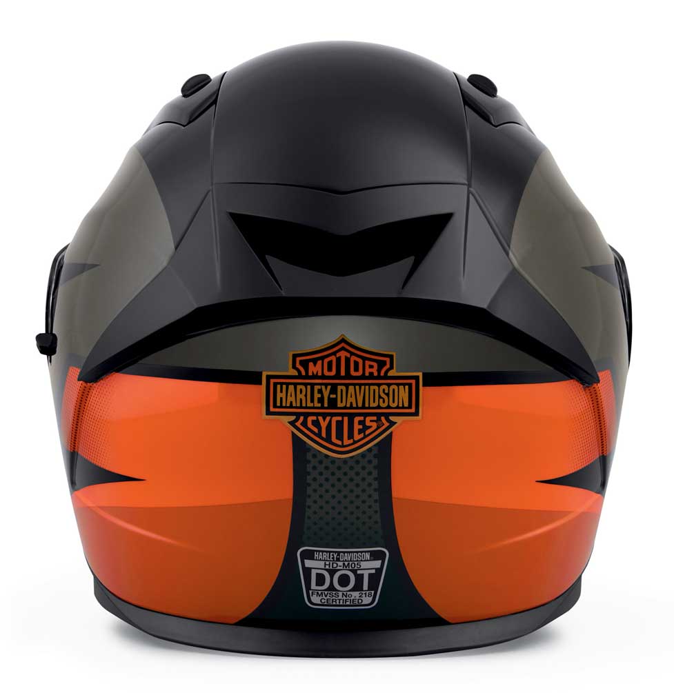 Harley-Davidson Men's Killian M05 Full-Face Helmet, Gray/Black/Orange 98114-20VX - Largest Selection of Harley-Davidson Products