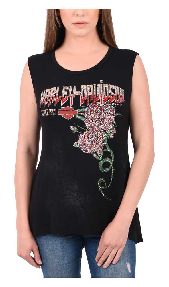 Harley-Davidson Women's Wild Thorn Embellished Sleeveless Scoop Neck Tank Top - Wisconsin Harley-Davidson