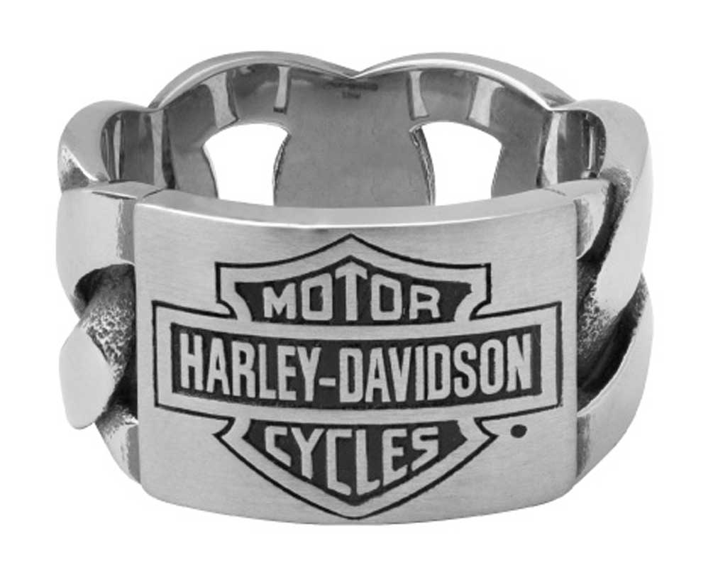 Harley-Davidson® Men's B&S ID Chain Band Ring, Silver