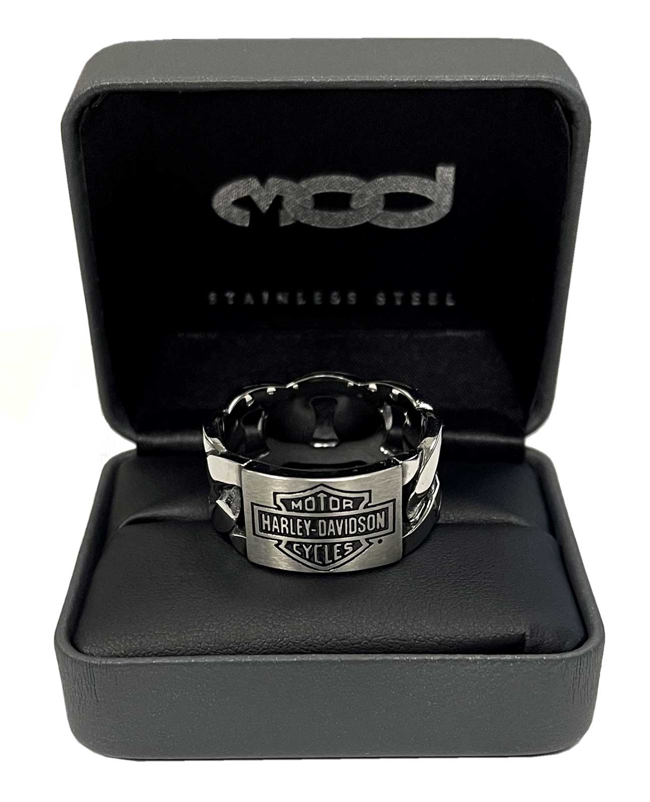 Harley-Davidson Men's B&S ID Chain Band Ring, Silver Stainless Steel HSR0072 - No Hassle Returns at Wisconsin Harley