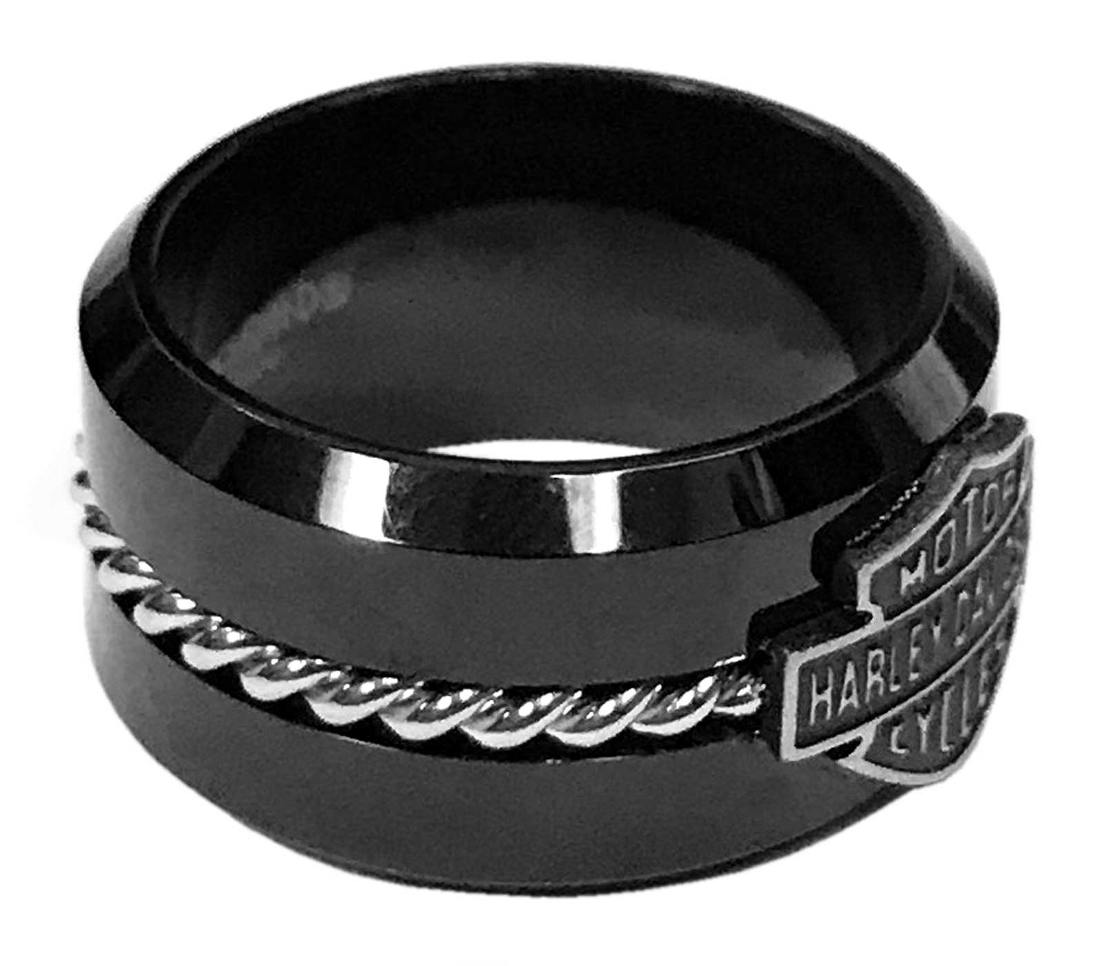 Harley-Davidson Free Shipping - Harley-Davidson Men's Silver Wire B&S Band Ring, Black Stainless Steel HSR0070 - Free Shipping on many products plus Orders Over $99