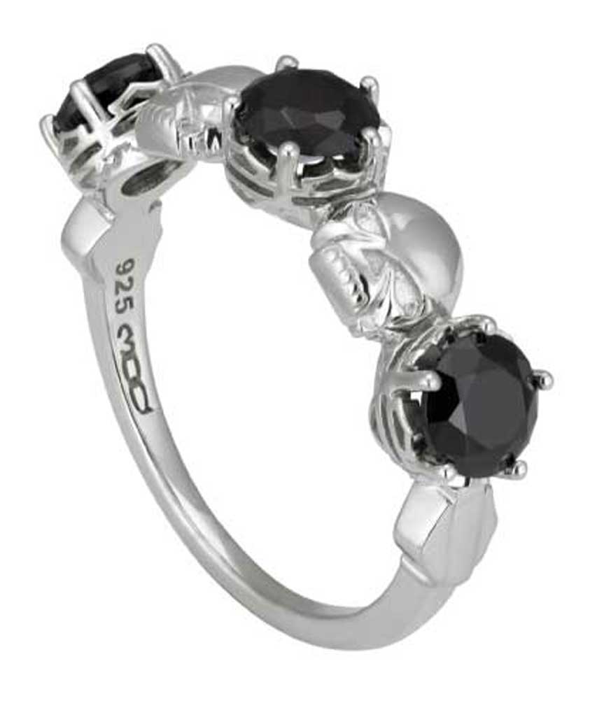 Harley-Davidson Women's Silver Skull & Three Stone Ring, Sterling Silver HDR0516 - Wisconsin Harley-Davidson