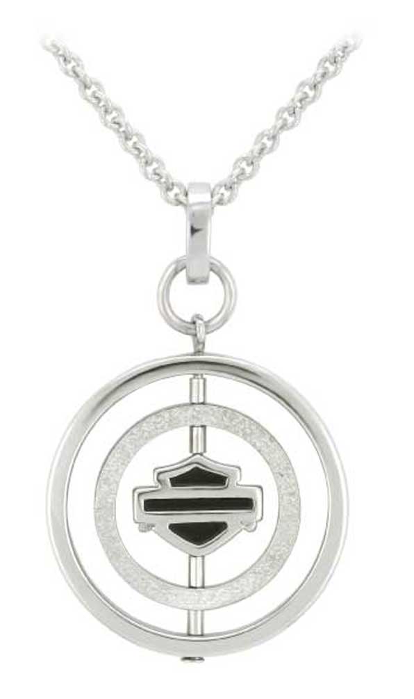 Harley-Davidson Women's Circle B&S Spinner Necklace, Sterling Silver HDN0438 - Wisconsin Harley-Davidson