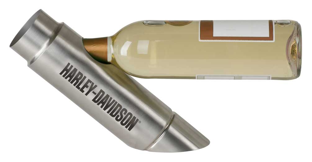 Harley-Davidson Custom Exhaust Pipe Metal Wine Bottle Holder - Silver HDL-18585 - Wisconsin Harley-Davidson