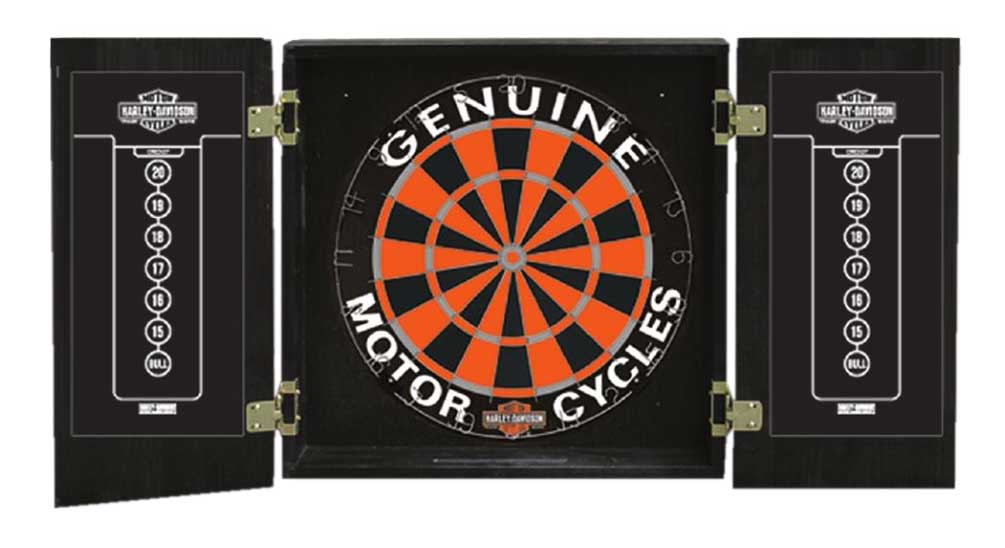 Harley-Davidson Free Shipping - Harley-Davidson Genuine Oil Can Dart Board Cabinet - Black Wooden Cabinet 61912 - Free Shipping on many products plus Orders Over $99