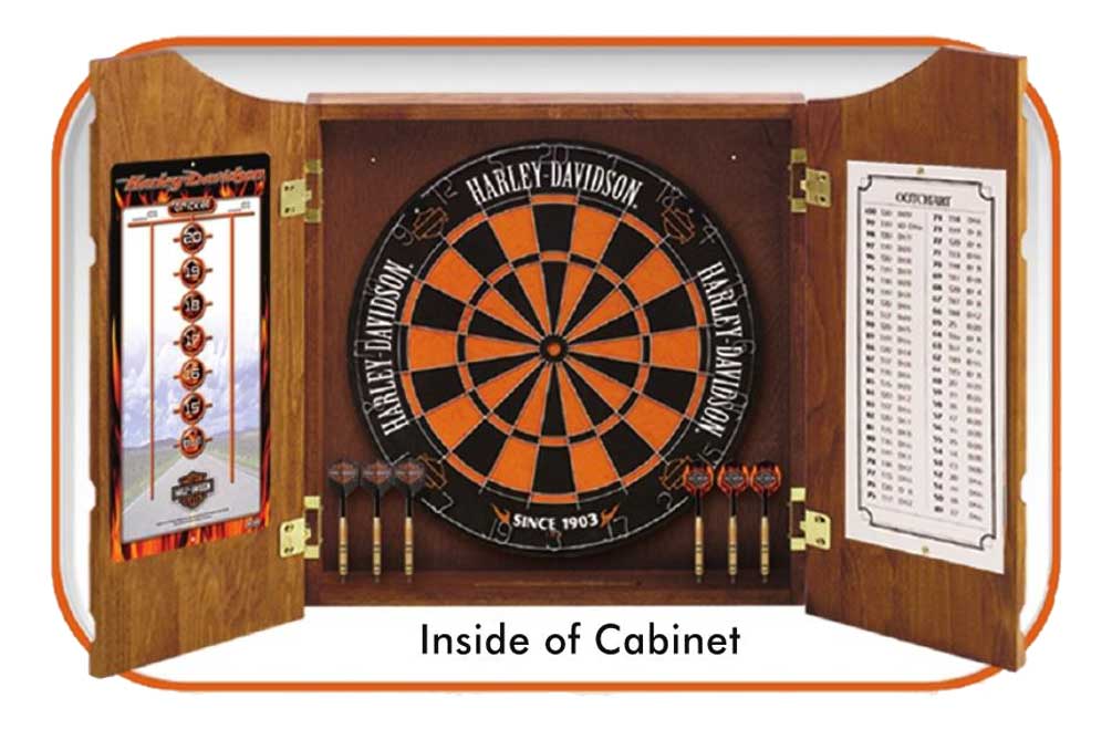 ハーレーダビッドソン バー&シールドロゴ ダーツボードキャビネット Harley-Davidson® Bar & Shield Logo Dart Board Cabinet - Pine