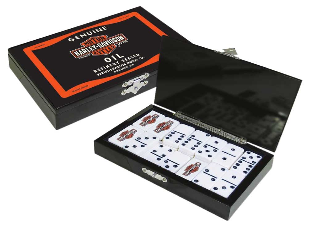Harley-Davidson Oil Can Bar & Shield Domino Set, Durable Polyester Resin 66919 - Wisconsin Harley-Davidson