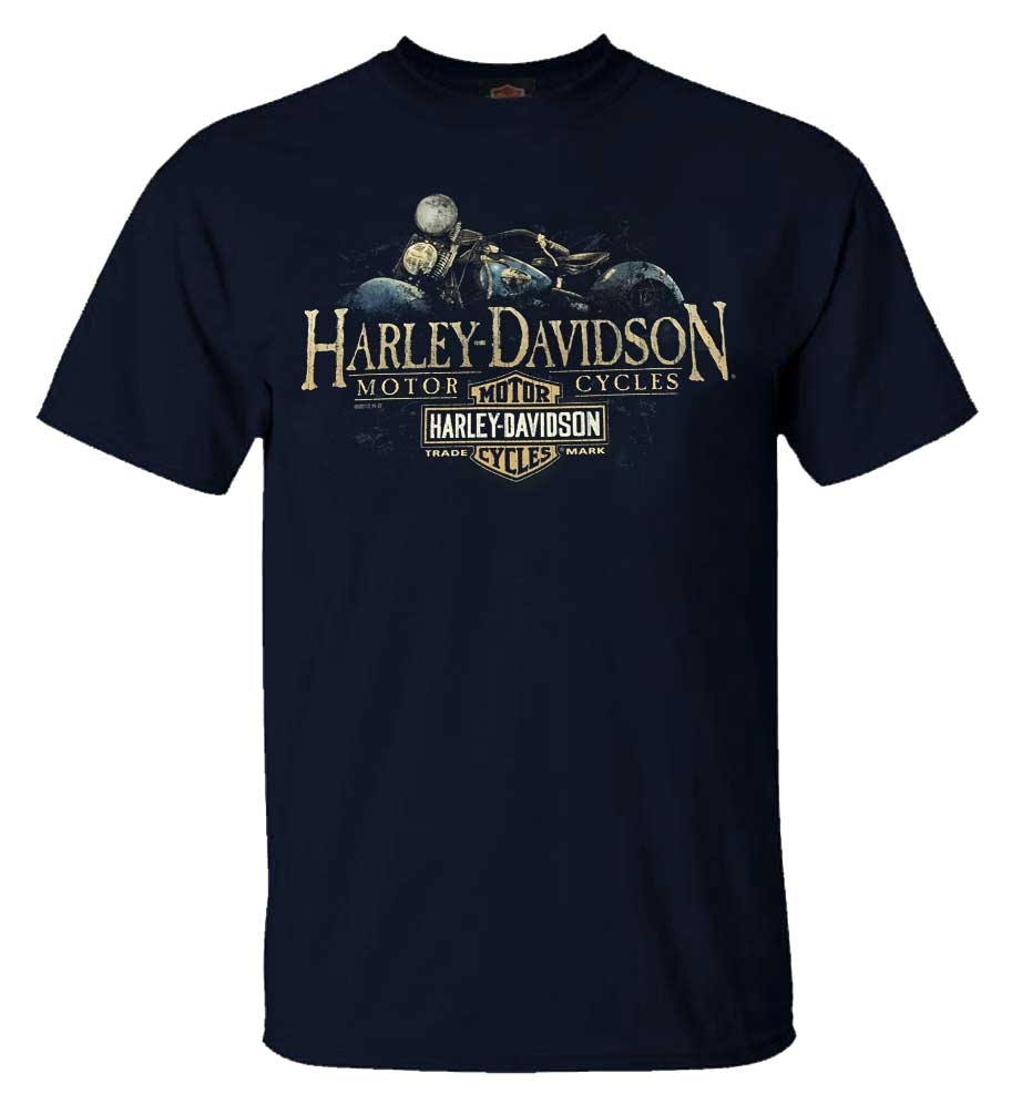 Harley-Davidson Men's Old Blue Vintage Crew-Neck Short Sleeve T-Shirt, Navy Blue - Wisconsin Harley-Davidson
