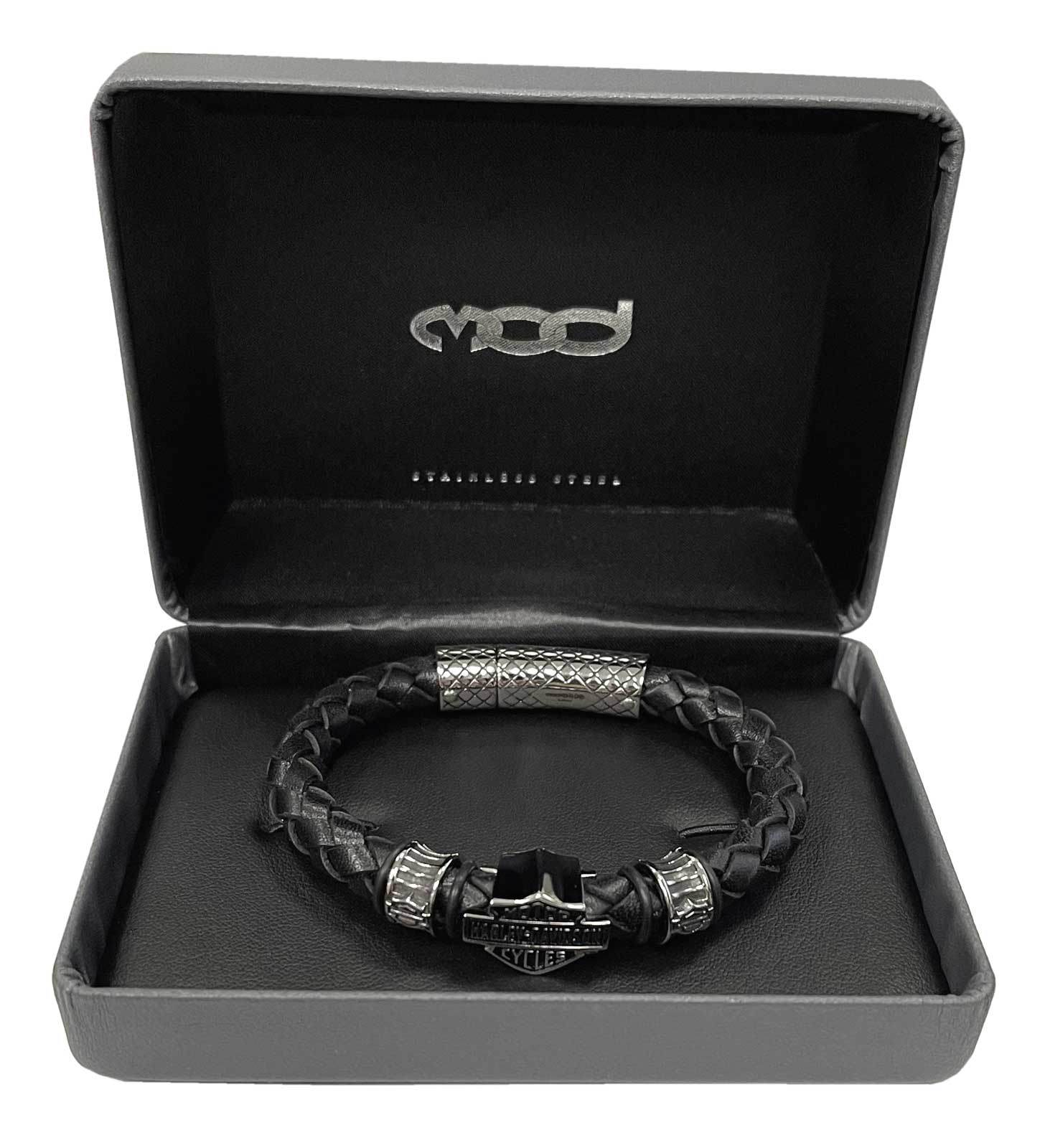 人気ブランド Harley-Davidson® Bracelet Leather Braided Shield & Bar Men's アクセサリー