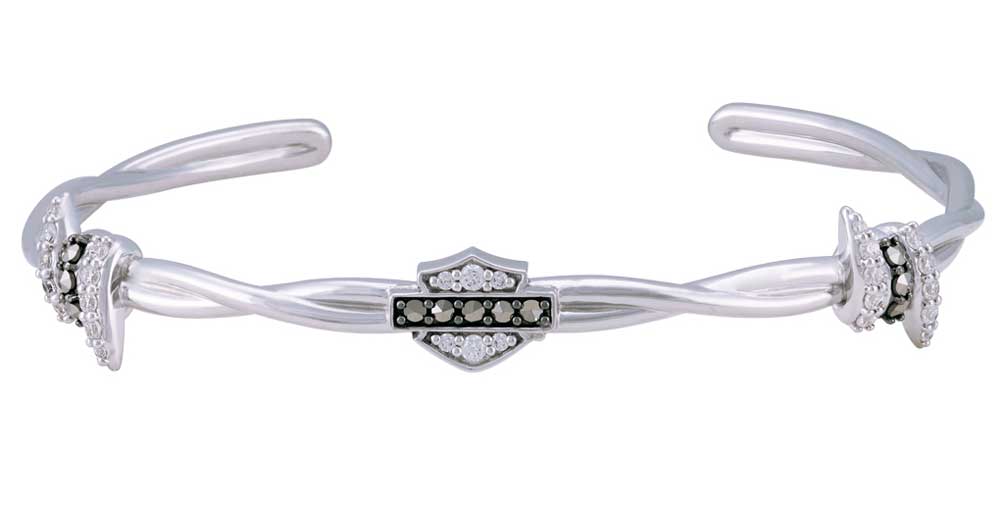 Harley-Davidson Women's Bling Barb Wire Cuff Bracelet, Sterling Silver HDB0432 - Wisconsin Harley-Davidson