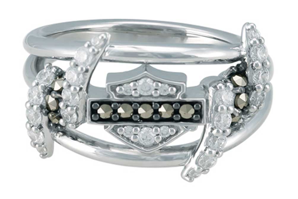Harley-Davidson Women's Bling Barb Wire Ring, Shiny Sterling Silver HDR0525 - Wisconsin Harley-Davidson