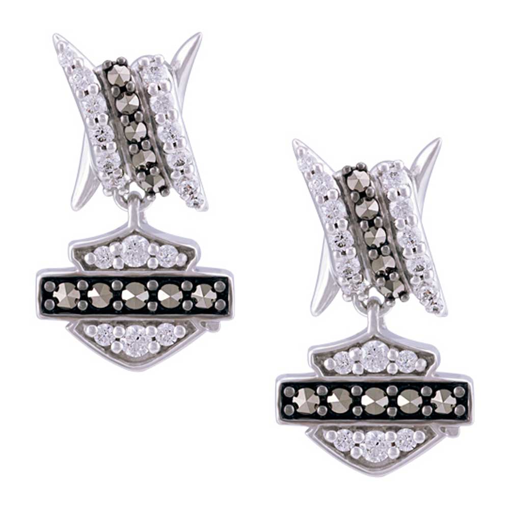 Harley-Davidson Women's Bling Barb Wire Post Earrings, Sterling Silver HDE0530 - Wisconsin Harley-Davidson