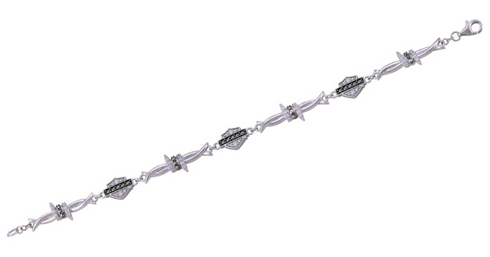 Harley-Davidson Womens Bling Barb Wire Chain Bracelet, Sterling Silver HDB0433 - Wisconsin Harley-Davidson