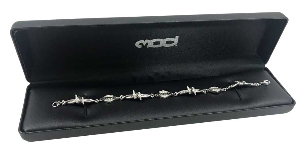 Harley-Davidson Womens Bling Barb Wire Chain Bracelet, Sterling Silver HDB0433 - No Hassle Returns at Wisconsin Harley