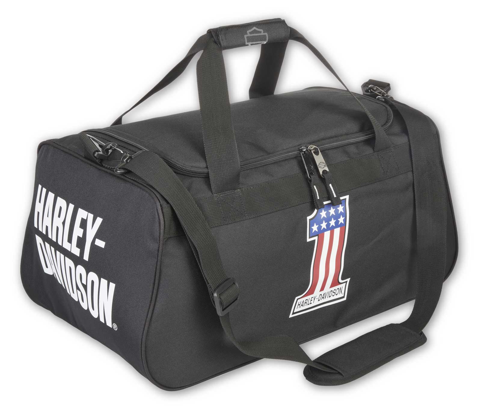Harley-Davidson® #1 RWB Logo Sports Duffel Bag w/ Strap - Black