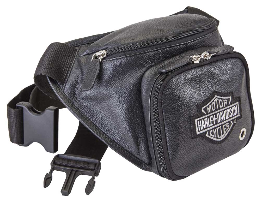 Harley-Davidson Genuine Grain Leather Bar & Shield Logo Belt Bag - Black 99506 - Wisconsin Harley-Davidson