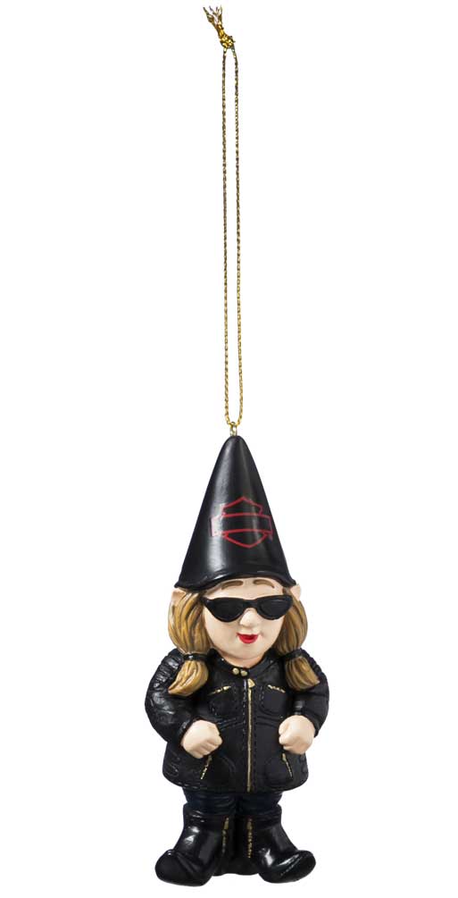 Harley-Davidson Sculpted Lady Biker Gnome Hanging Ornament, Black 3OT4902GMB - Wisconsin Harley-Davidson