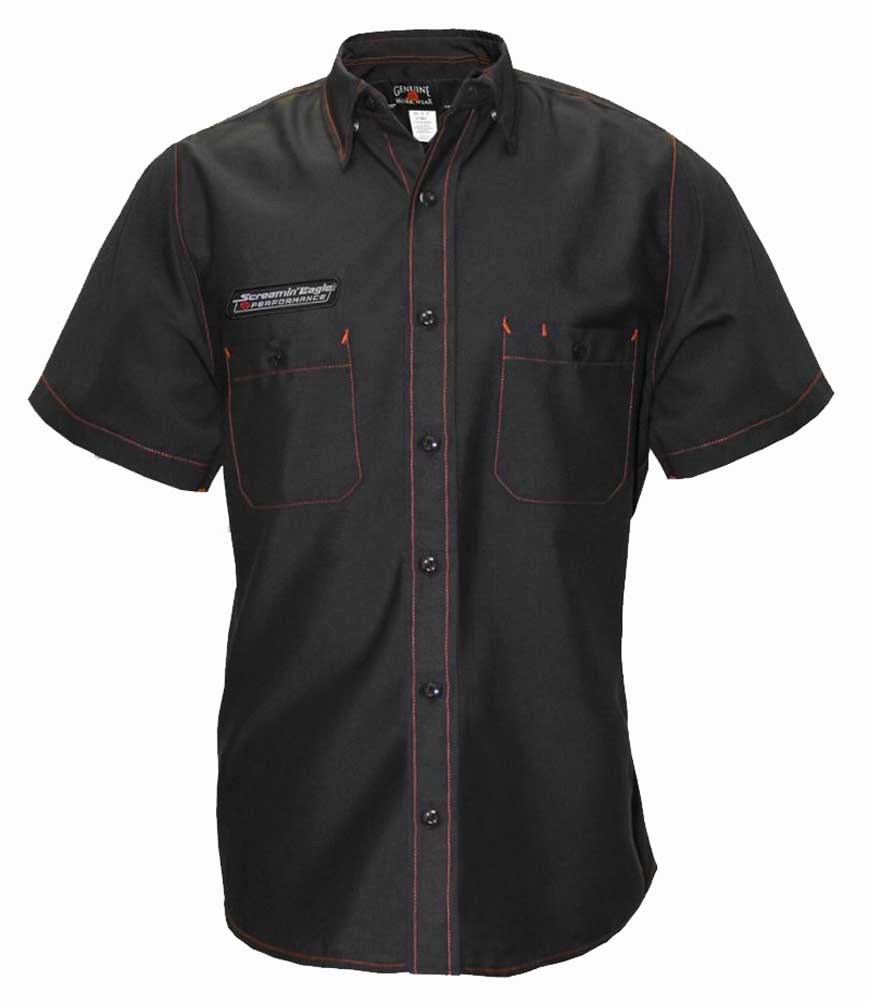 Harley-Davidson Men's Screamin' Eagle Contrast Stitch Woven Shop Shirt - Black - Wisconsin Harley-Davidson