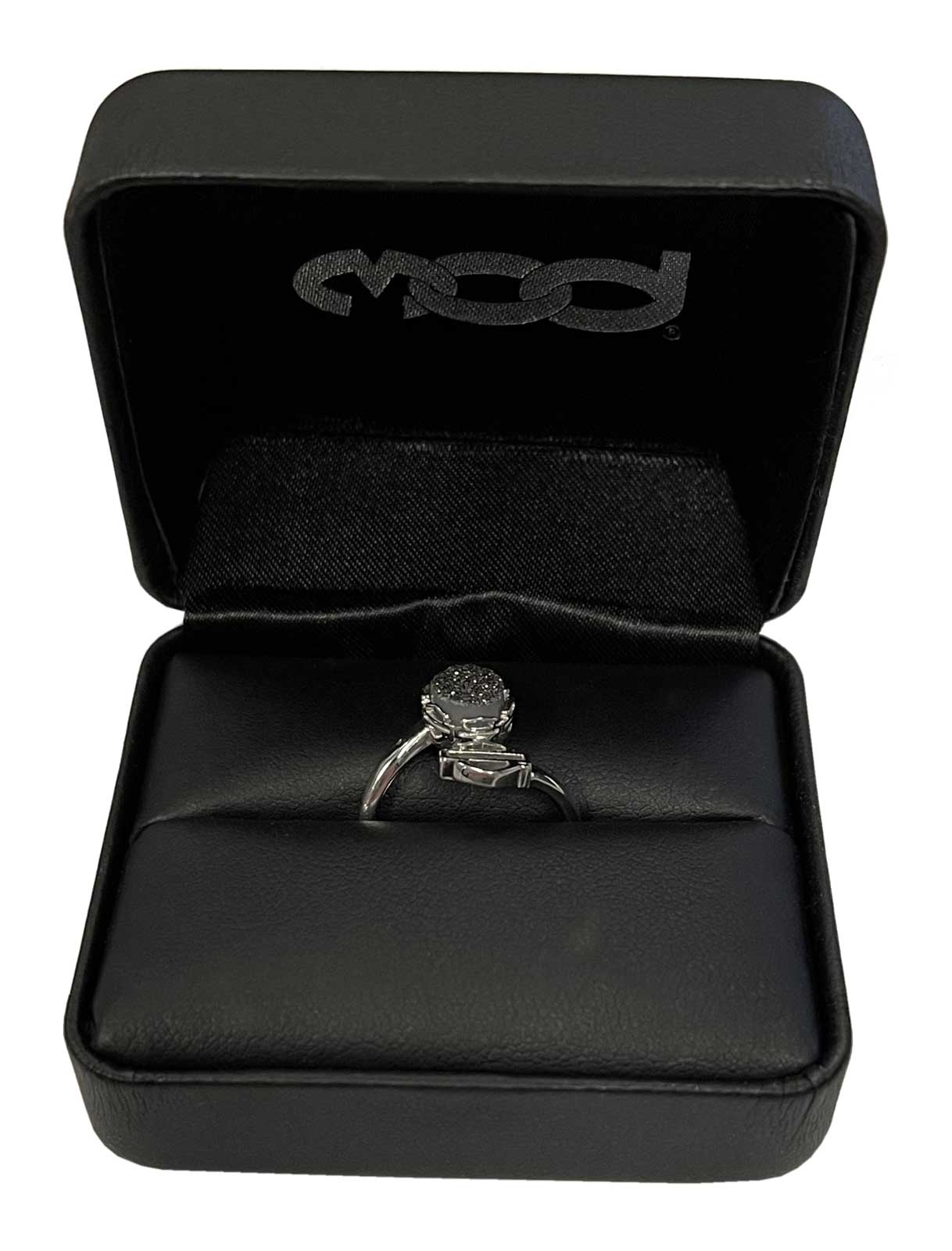 Harley-Davidson Women's Oval Granite Drusy w/ B&S Logo Ring - Silver HDR0523 - No Hassle Returns at Wisconsin Harley