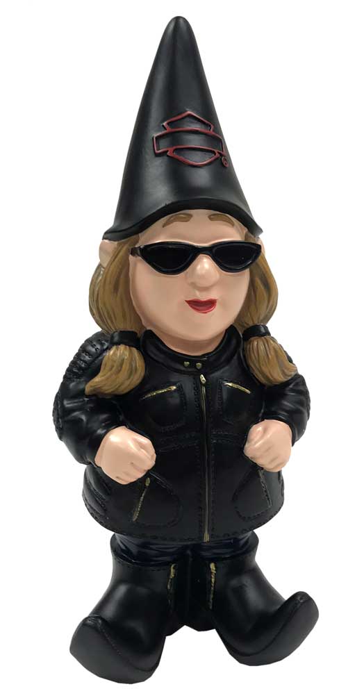Harley-Davidson Lady Biker Themed Polystone Garden Gnome, 4.5 x 11 in. 544902C - Wisconsin Harley-Davidson