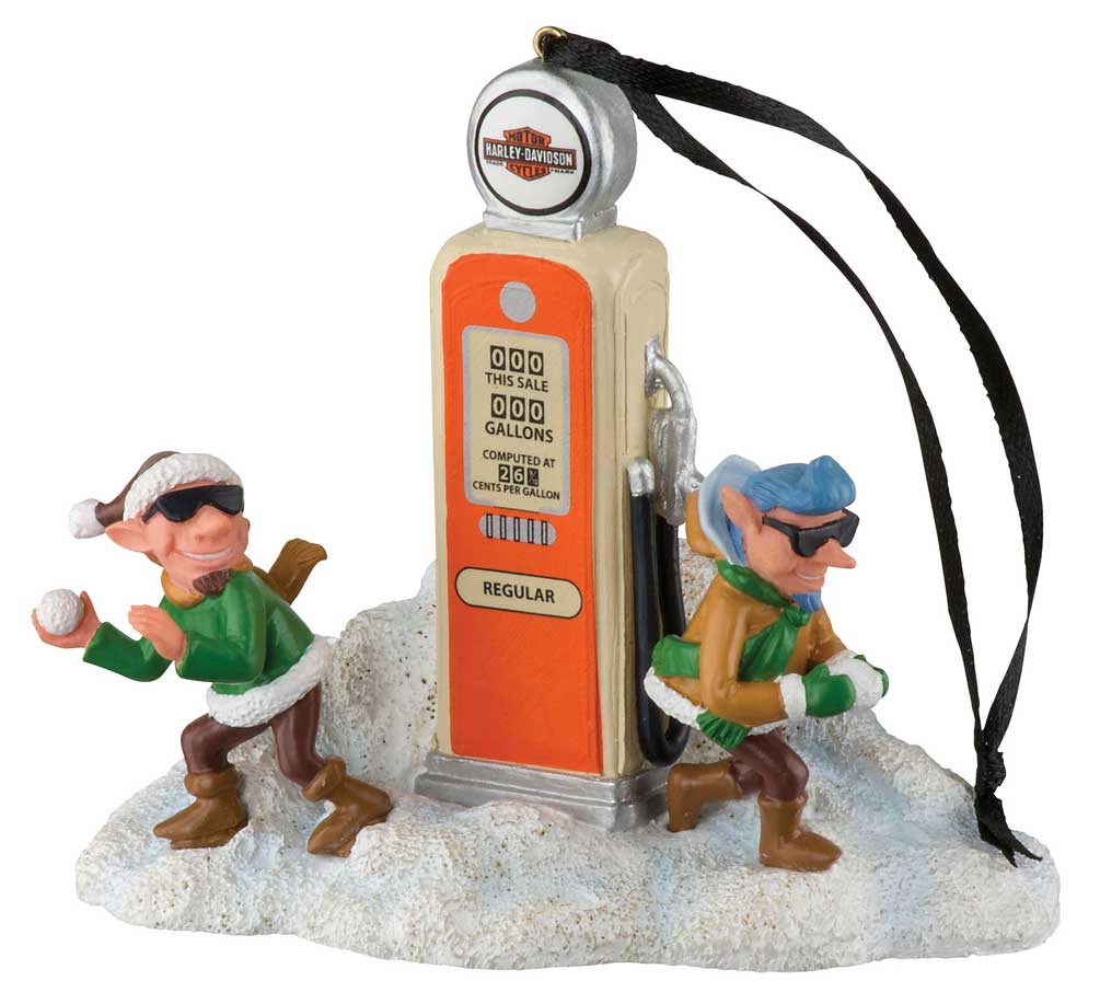 Harley-Davidson Custom Sculpted Elf Gas Pump Polyresin Ornament HDX-99165 - Wisconsin Harley-Davidson