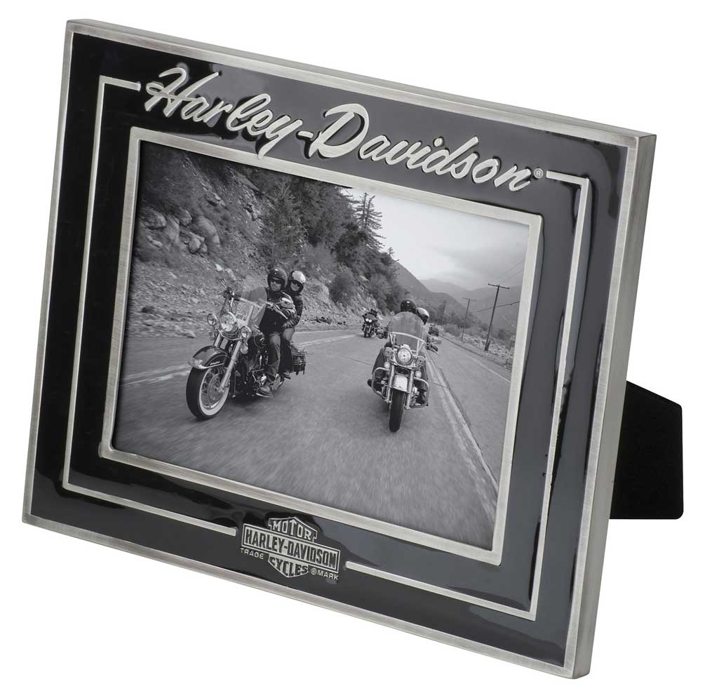 Harley Davidson Pewter Picture Frame Holds 5x7 Photo Black