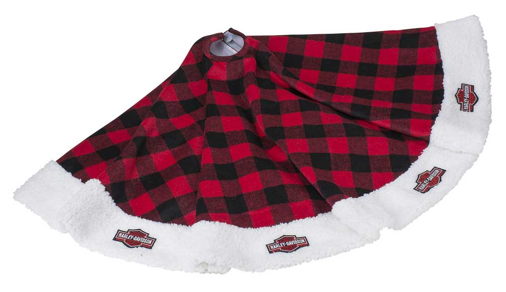 Harley-Davidson® Winter Tree Skirt Red Buffalo Plaid w/ Satin