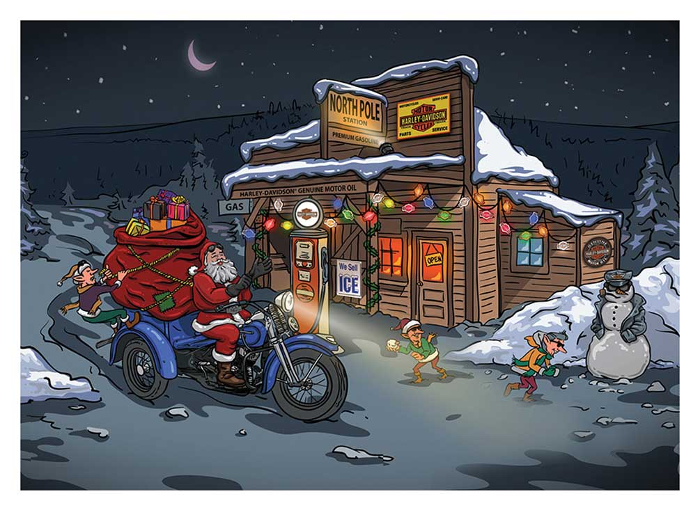 Harley-Davidson Winter Biker Santa Boxed Holiday Cards - Set of 12 HDX-90016 - Wisconsin Harley-Davidson