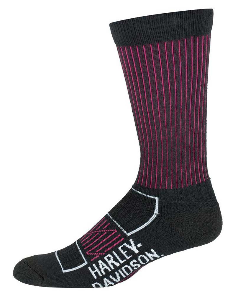 Harley-Davidson Women's Compression Moisture Wicking Riding Socks, Black/Pink - Wisconsin Harley-Davidson