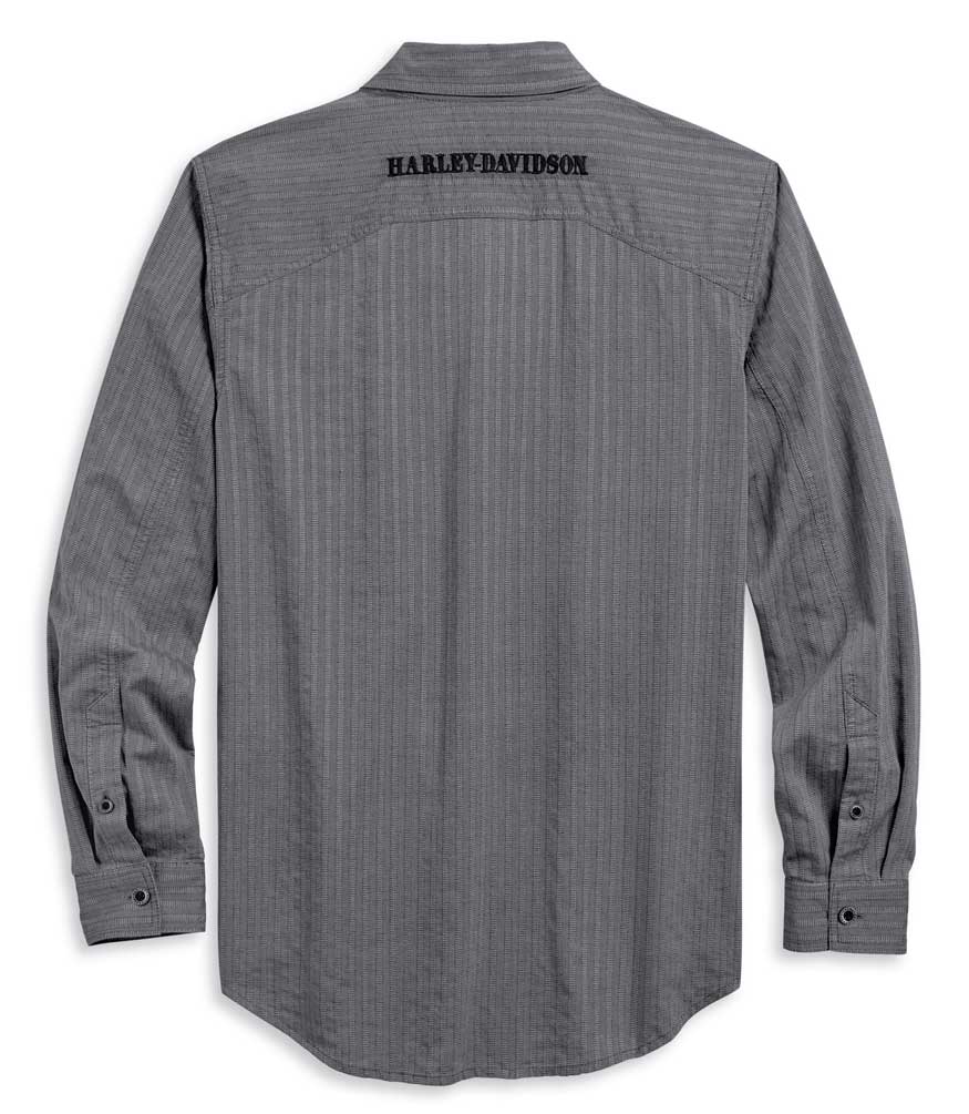Harley-Davidson® Men's Textured Stripe Button Front Long