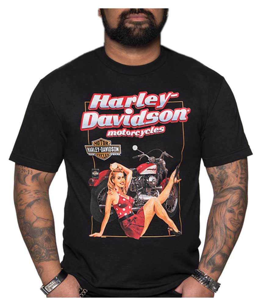 Harley-Davidson Men's Shade Pin-Up Short Sleeve Crew-Neck Cotton T-Shirt, Black - Largest Selection of Harley-Davidson Products