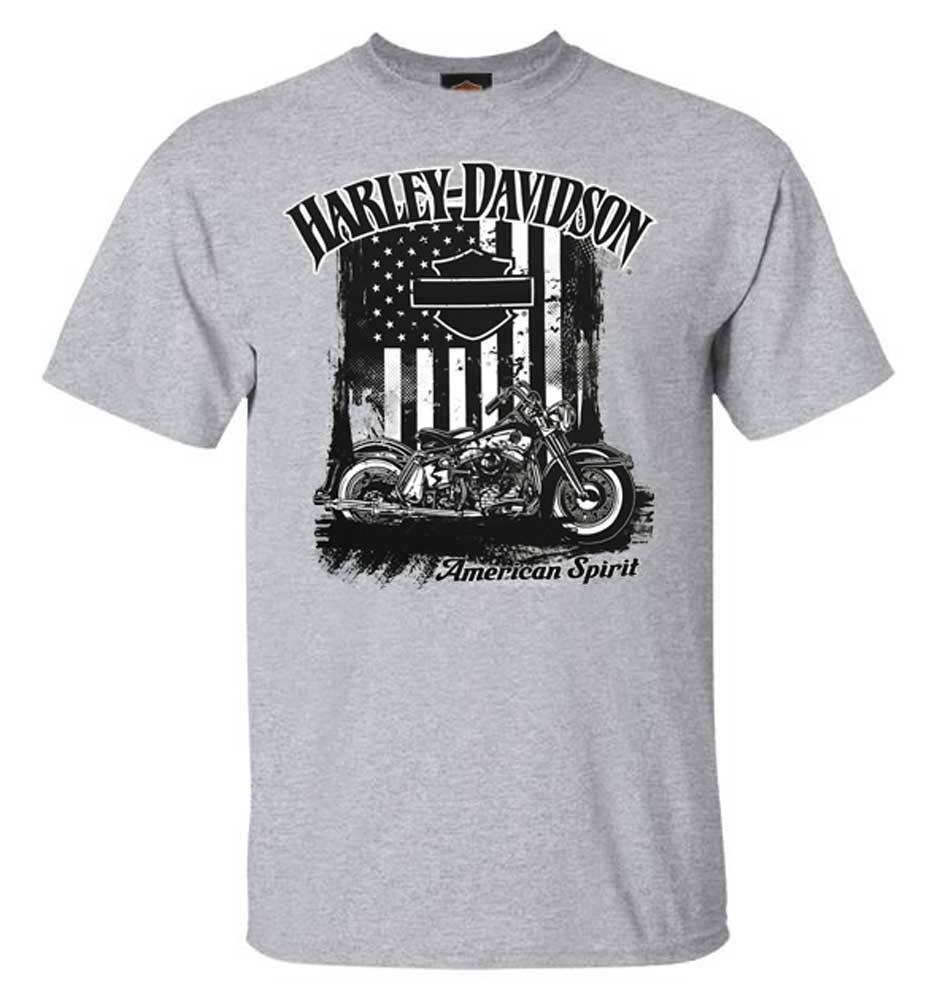 Harley-Davidson Men's American Spirit Short Sleeve Crew-Neck T-Shirt, Gray - Wisconsin Harley-Davidson