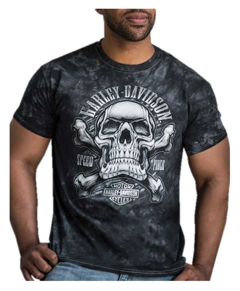 Harley-Davidson Men's Catalyst Skull & Bones Short Sleeve T-Shirt, Black Wash - Wisconsin Harley-Davidson