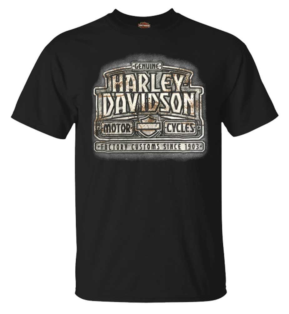 Harley-Davidson Men's Rampart All-Cotton Short Sleeve Crew-Neck T-Shirt, Black - Wisconsin Harley-Davidson