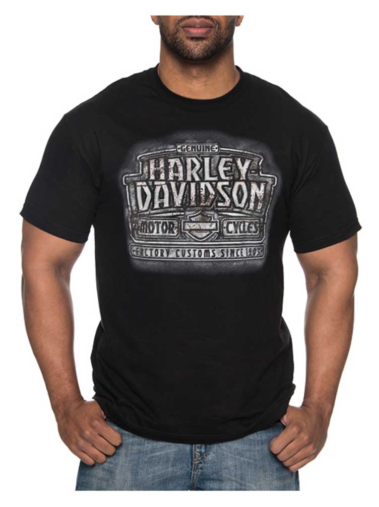 Harley-Davidson Men's Rampart All-Cotton Short Sleeve Crew-Neck T-Shirt, Black - No Hassle Returns at Wisconsin Harley