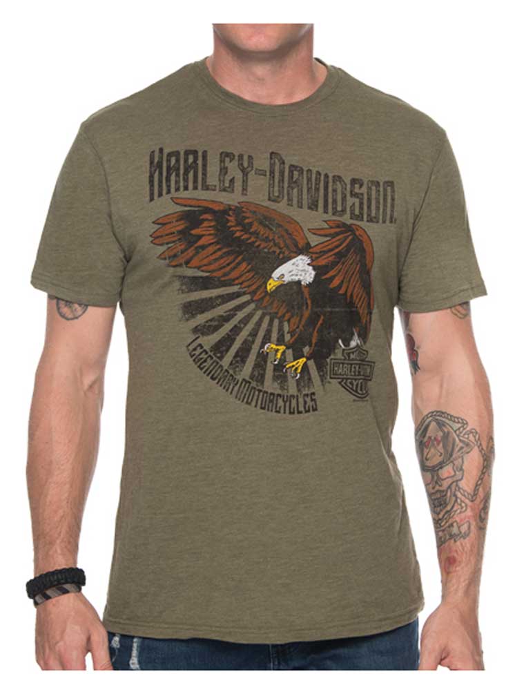 Harley-Davidson Men's Primitive Eagle Short Sleeve Crew T-Shirt - Military Green - Wisconsin Harley-Davidson