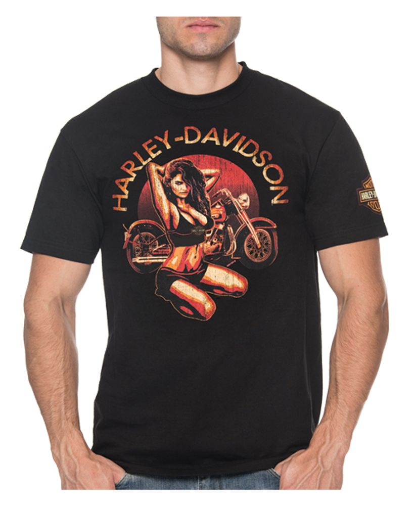 Harley-Davidson Men's Candy Pin-Up Crew-Neck Short Sleeve T-Shirt - Black - No Hassle Returns at Wisconsin Harley