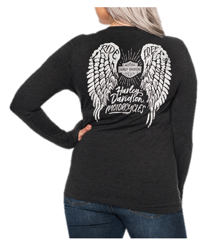 Harley-Davidson Free Shipping - Harley-Davidson Women's Step Back Long Sleeve T-Shirt w/ Thumbholes, Black - Free Shipping on many products plus Orders Over $99