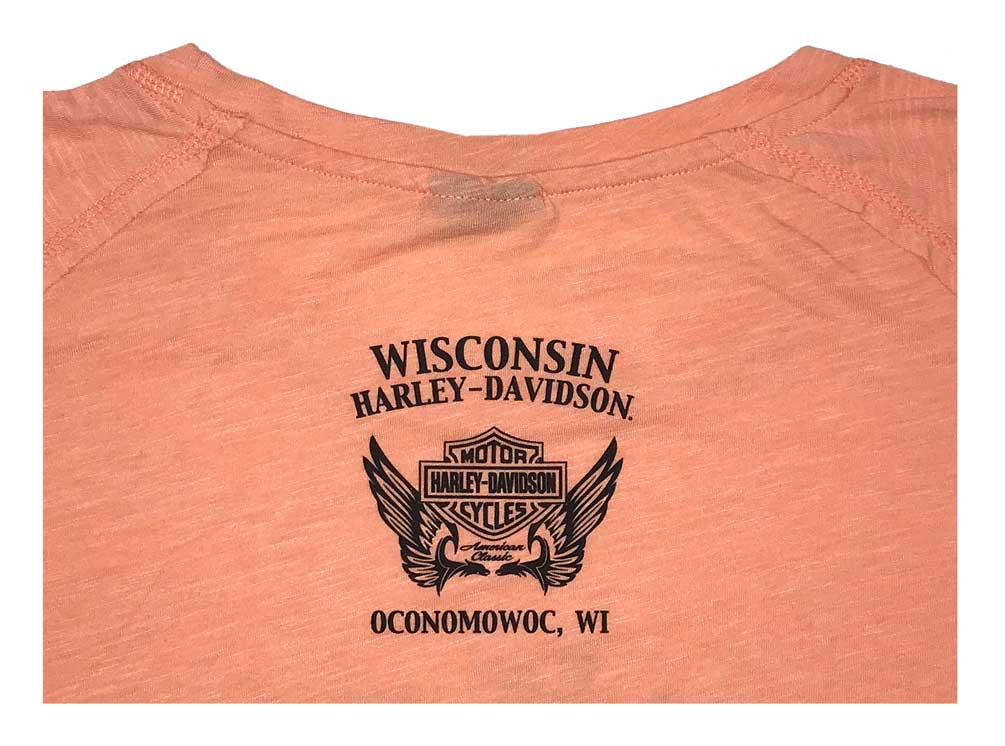 Harley-Davidson Free Shipping - Harley-Davidson Women's Rose Label Metallic Long Sleeve Raglan Shirt, Coral - Free Shipping on many products plus Orders Over $99