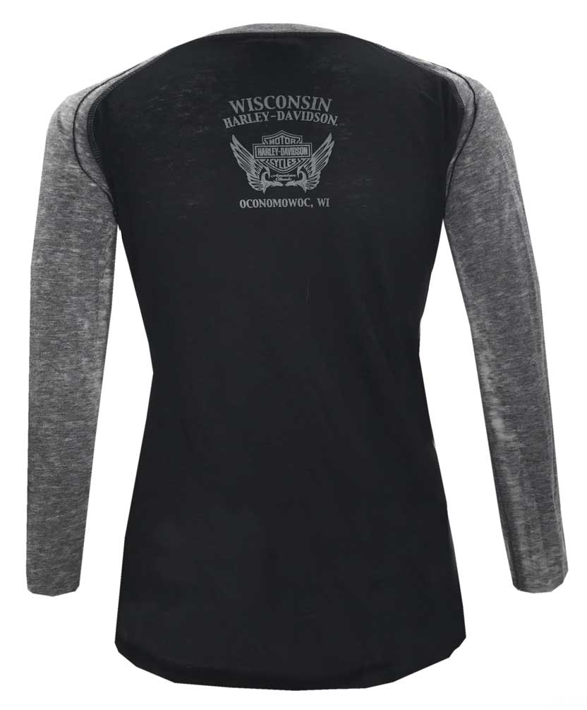 Harley-Davidson Free Shipping - Harley-Davidson Women's Studded Bling Winger Long Sleeve Raglan Burnout Shirt - Free Shipping on many products plus Orders Over $99