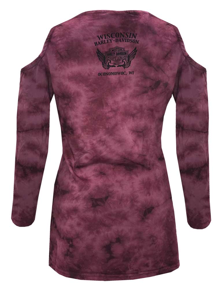 Harley-Davidson Free Shipping - Harley-Davidson Women's Flowing Motion Bling Premium Cold Shoulders Tee, Tie-Dye - Free Shipping on many products plus Orders Over $99