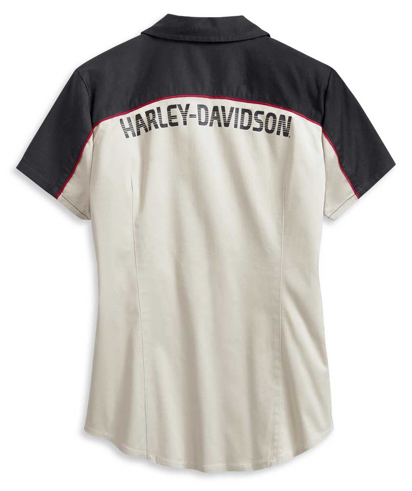 Harley-Davidson® Women's Colorblocked Zip-Front Short Sleeve Shirt