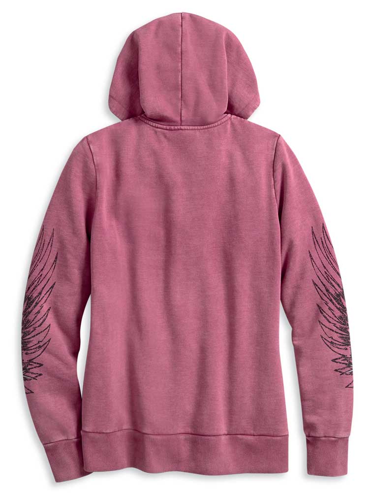 Harley-Davidson® Women's Winged Sleeve Zip-Up Hoodie - Rose