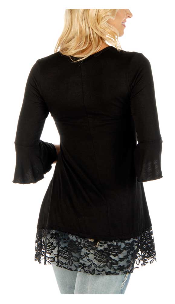Harley-Davidson Free Shipping - Liberty Wear Women's Embroidered Sapphire Vines 3/4 Sleeve Lace Tunic, Black - Free Shipping on many products plus Orders Over $99