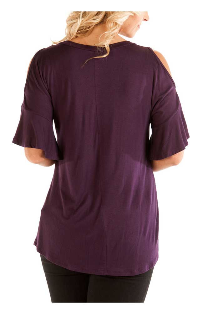 Harley-Davidson Free Shipping - Liberty Wear Women's Embroidered Floral Diamonds Cold Shoulder Tee, Purple - Free Shipping on many products plus Orders Over $99