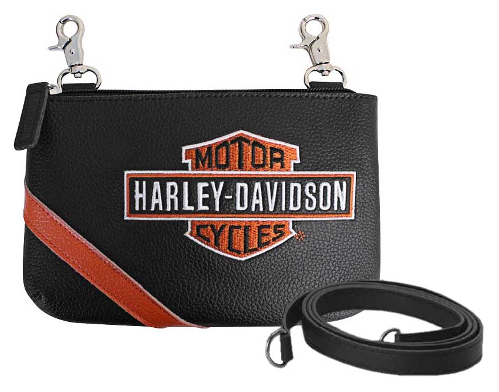 Harley-Davidson Women's Vintage B&S Embroidery Hip Bag w/ Strap VBS6243-ORGBLK - Wisconsin Harley-Davidson