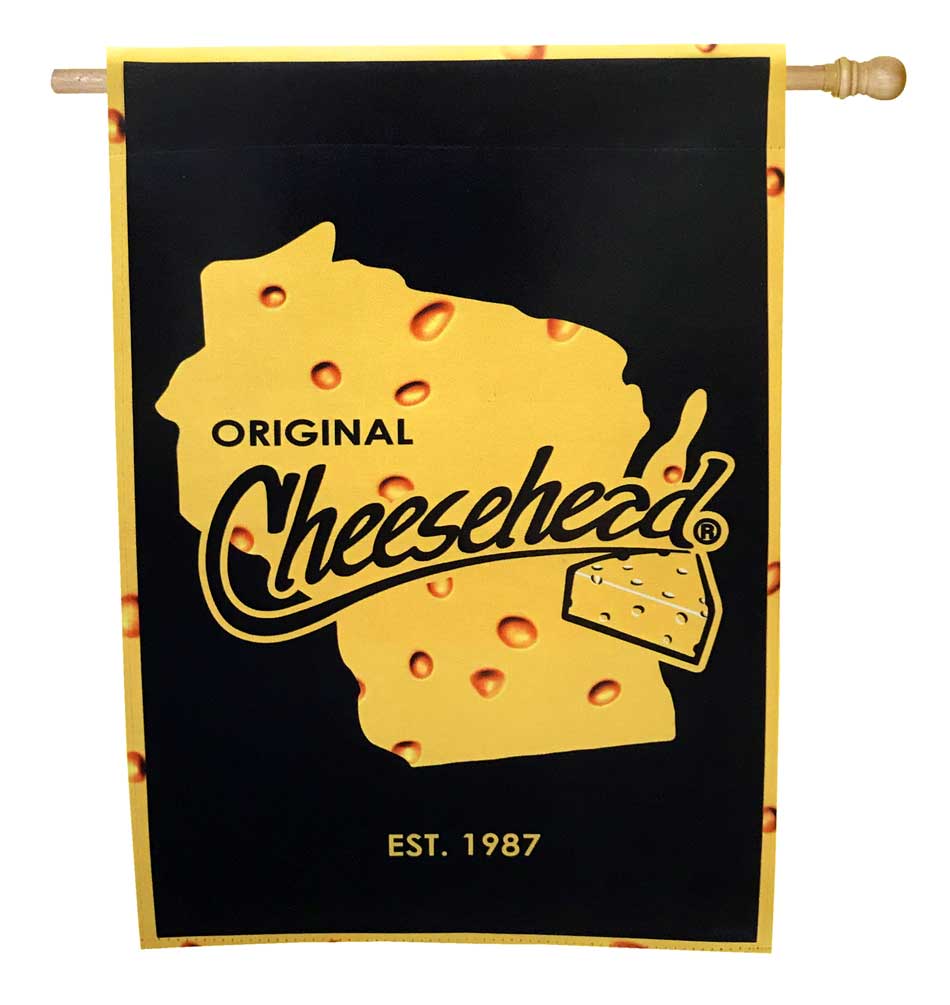 Original Cheesehead Decorative Suede House Flag, 29 x 43 inches 13S5070 - Wisconsin Harley-Davidson